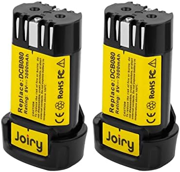 Joiry 8V 2000mAh Li-ion Replacement Battery with Higher Safety & Longer Runtime - Compatible with Dewalt DCB080, DW4390, DCF680N1, DCF680N2 DCF680G2 Cordless Power Tools (1-Pack)