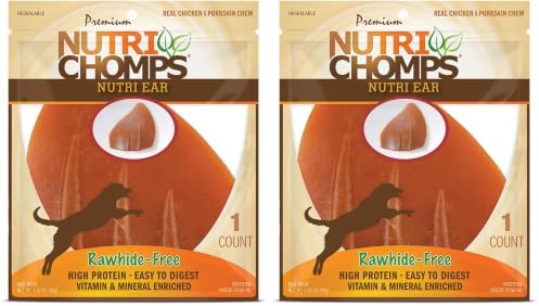 NutriChomps Rawhide-Free Dog Chews, Ear-Shaped, Chicken, 10 Count