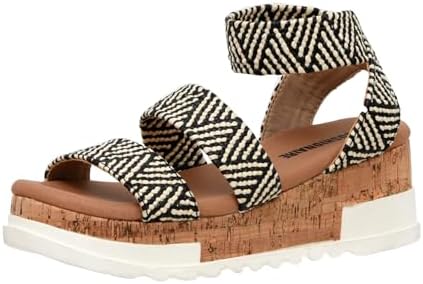 CUSHIONAIRE Naomi Cork Wedge Sandals for Women – Soft Stretch Straps Comfortable Platform Sandals for Women with Memory Foam Insole