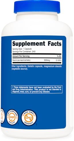 Nutricost Niacinamide (Vitamin B3) 500mg, 240 Capsules, Flush Free | Gluten-Free, GMO-Free