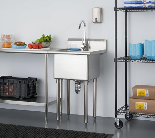 TRINITY BASICS 21.5in Freestanding Stainless Steel Utility Sink, NSF Sink For Laundry Room, Garage, Shop, Kitchen Prep, Food Truck, Dog Wash