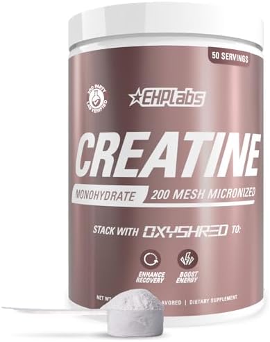EHP Labs CREA-8 Creatine Monohydrate Powder, Unflavored, 100 Servings | Micronized Creatine For Muscle Growth, Strength & Energy. Mixes Easily, No Clumping. Pre Or Post Workout. 500g
