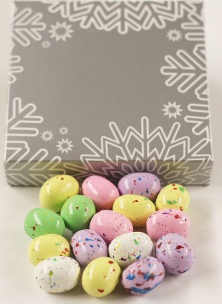 Scott's Cakes Speckled Chocolate Malted Eggs in a 1 Pound White Gourmet Box