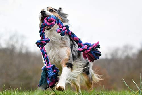 Mammoth Flossy Chews Color Rope Tug – Premium Cotton-Poly Tug Toy for Dogs – Interactive Dog Rope Toy – Tug Dog Chew Toy