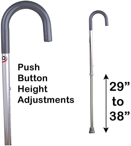 Carex Cane for Men - Men's Round Handle Silver Cane - Adjustable Walking Cane for Men