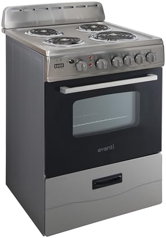 Avanti Compact Series Electric Range Oven with Framed Glass Door, 4 Coil Burners for Flexible Cooking, Pull-Out Storage Drawer, 2.6 Cu.Ft.