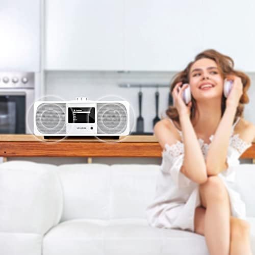 LEMEGA M3+ Internet Radio, Podcasts,Spotify, Bluetooth, FM Stereo, Walnut | Full colour display, 40 presets, remote control, acoustic wooden cabinet, headphone jack, USB, AUX-in, dual alarms clock