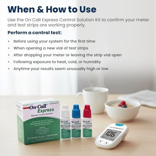 Glucose Control Solution Kit by On Call Express, Level 0, 1 & 2 for Blood Glucose Meters and Test Strips, Accuracy Check & Calibration Verification
