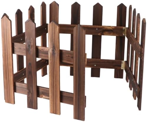 DOITOOL White Picket Fence Garden Border, Wood Decorative Garden Fence Animal Barrier Landscape Fencing Border for Dogs, Flower Bed