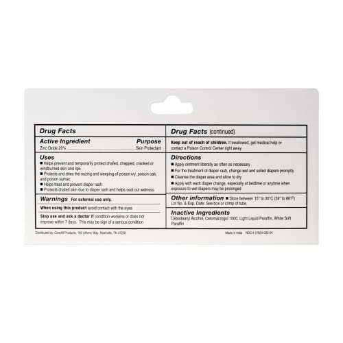 CareAll Zinc Oxide 20% Skin Protectant Barrier Ointment 2 oz (3 Pack), Relieves
