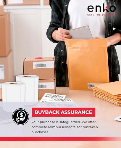 enKo 30252 12 Rolls | 4200 Address and Shipping Labels (1-1/8 x 3-1/2 in) | Water resistant Direct Thermal Return Address and Barcode Labels Compatible with Dymo LabelWriter 450 Turbo and 4XL Printers
