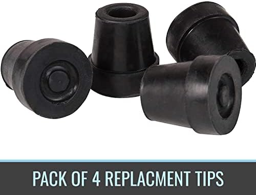 DMI Durable Replacement Quad Cane Tips, Extra Stability, No-Slip Grip, 1/2 Inch, FSA and HSA Eligible, (Pack of 4)