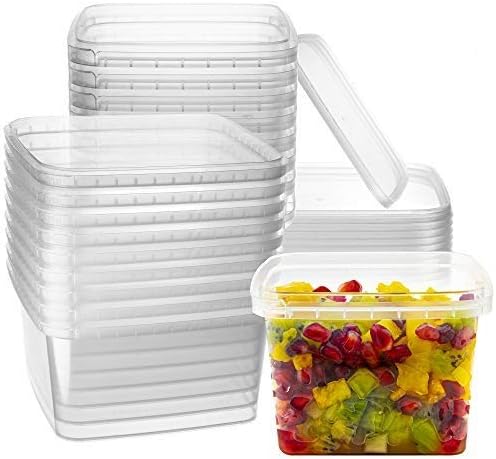 NYHI 32 oz 20 Pack Square Clear Deli Containers with Lids Disposable BPA Free Square Plastic Food Storage Containers with Lids Airtight for Meal