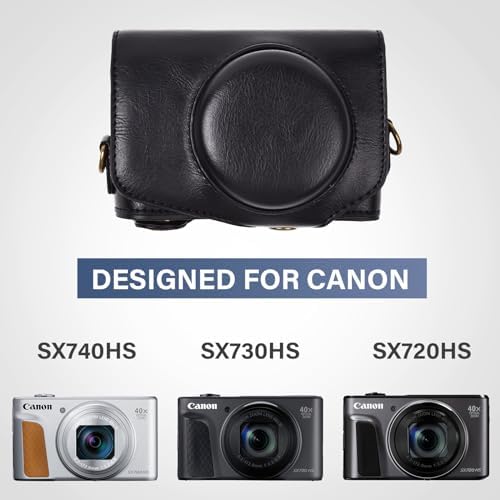 kinokoo Case for Canon PowerShot SX720 HS/SX730 HS/SX740 HS Digital Camera - PU Leather SX740 HS Protective Case Easy Carrying Bag with Adjustable Shoulder Strap - Brown