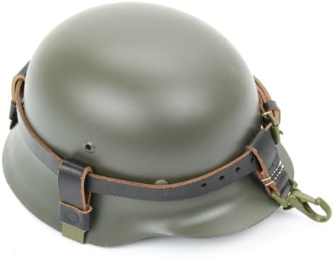 German WWII Helmet Black Leather Carry Strap with Metal Fittings (Helmet not included)