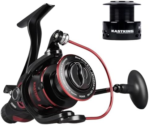 KastKing Sharky Baitfeeder III Spinning Reels with 5.5:1 Gear Ratio | Max Drag: 26.5 lb, 10+1 BB, 16.6 oz, CNC Aluminum Spool, Carbon Fiber Drag for Live Liner, Comes with Graphite Spool