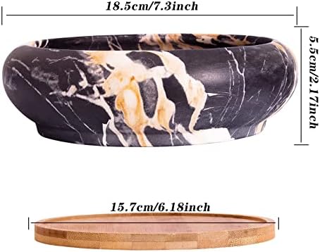 Succulent Pots, 7.3'' Large Bonsai Pots with Tray, Shallow Planters