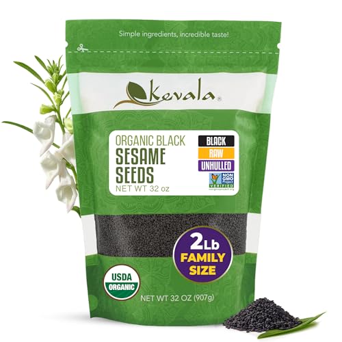 Organic Black Toasted Sesame Seeds - 1 lb, 16 oz, Unhulled Roasted Seeds | For Preparing a Black Tahini Paste and Hummus Dip, Gluten Free Kitchen Staple, Addition to Your Bagel and Salad Toppings