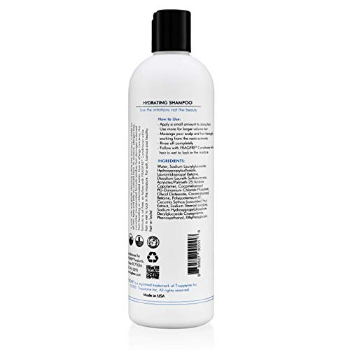 Hydrating Sensitive Skin Shampoo 12 oz - Sulfate-Free, Fragrance-Free, Paraben-Free, Color-Safe, Hypoallergenic, Mild Hair Cleanser - Gluten-Free, Vegan, Cruelty-Free, With Natural Cucumber