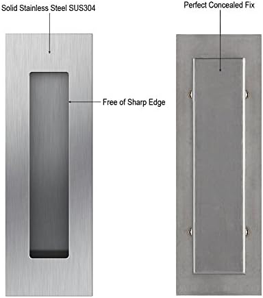 Flush Pull 2 Pack 6" Rectangular-Satin Brushed, Free of Sharp Edge