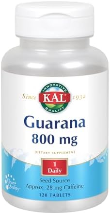 KAL Guarana 800 | Approx. 28 milligrams of Naturally Occurring Caffeine | Healthy Energy and Focus Support | 120 Tablets