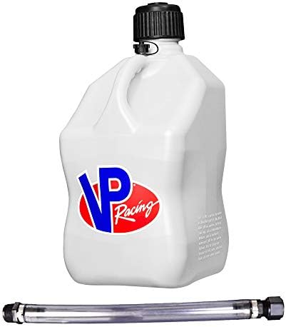 VP Racing 3522-CA, 5.5 Gallon Square Motorsport Jug, White & 14" Standard Hose (2 Pack)
