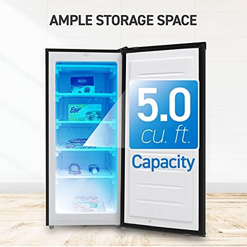 Commercial Cool Upright Freezer, Stand Up Freezer 5 Cu Ft with Reversible Door, Black