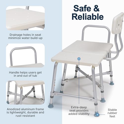 Lumex Bariatric Tub Transfer Bench, Heavy-Duty Shower & Bathtub Chair, Extra-Wide Seat, 600 lb. Limit