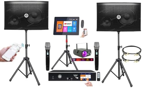 2500W Complete Karaoke System – 50, 000 Preloaded Songs + Unlimited YouTube | Select Songs via App on Phone/Tablet | Wireless Mics