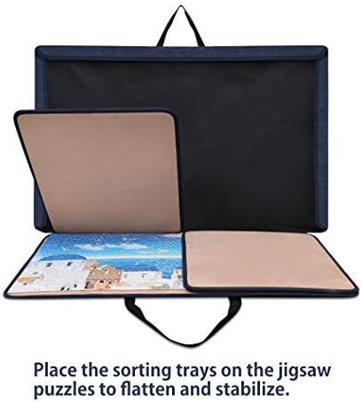 Becko US 1000 Piece Puzzle Board, Portable Case with Trays & Attached Cover