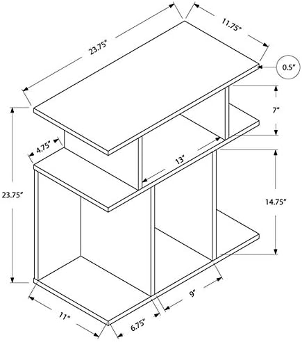 Monarch Specialties , Accent Side Table, Cappuccino, 24H"