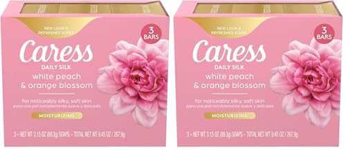 Caress Beauty Bar Soap For Noticeably Silky Soft Skin Daily Silk Extract and Floral Oil Essence 3.15 oz 3 Bars