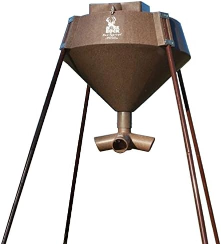 BOSS BUCK 350 LB Deer Feeder/Hunting Durable Lightweight Plastic UV Protected Windproof Waterproof Gravity Feed with Protein 3 Feed Tubes Head, Multi-Piece Round Legs | Protein 3 feed tubes head, Multi-Piece round legs