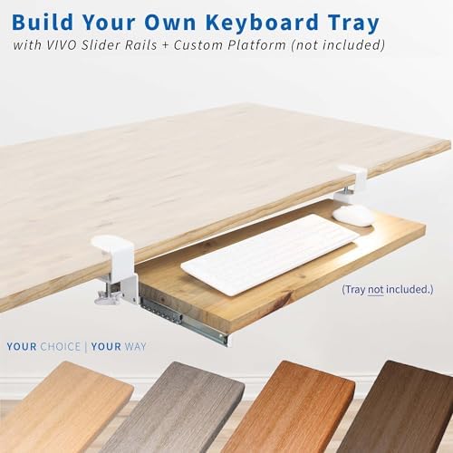 VIVO Clamp and 12 inch Rail Set for DIY Custom Wooden Keyboard Trays (Rail Set Only - Tray Not Included)