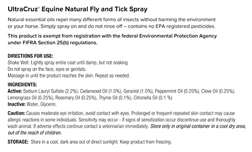 UltraCruz Equine Natural Fly and Tick Spray for Horses, 1 Gallon Refill