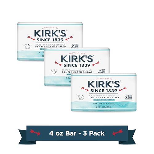 Kirk's Original Coco Castile Soap Fragrance Free 4 oz, Pack 18