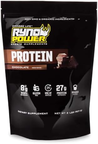 Ryno Power All Natural Whey Protein 2lb (20 Servings) 'Chocolate' - 100% Whey Protein Blend & No Fillers - Non GMO