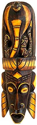OMA African Mask Wall Hanging Decor Cobra Fortune & Protection Wooden Hand Crafted Home Decor Gift Large