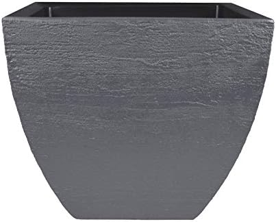 Tusco Products MSQ16BK Modern Square Garden Planter, 16-Inch, Black