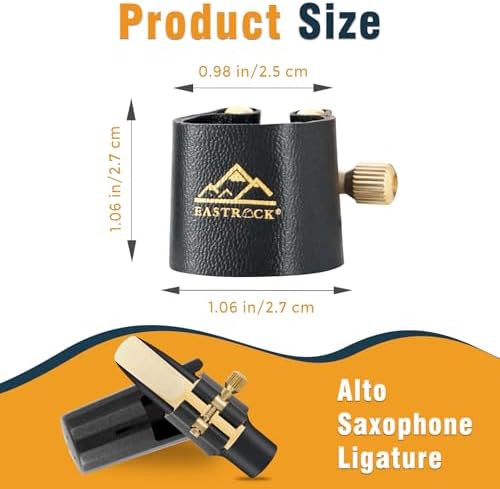 EASTROCK Alto Saxophone Ligature Kit, Metal Ligature for Saxophone Mouthpiece with Plastic Cap, Wind Musical Instruments Accessory for Beginner and Student