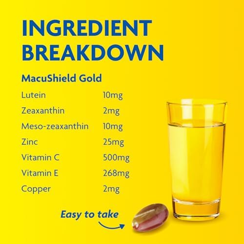 Macu Shield Gold Food Supplement - Pack of 90 Capsules | Helps support normal vision, Zeaxanthin and meso-zeaxanthin, Zinc