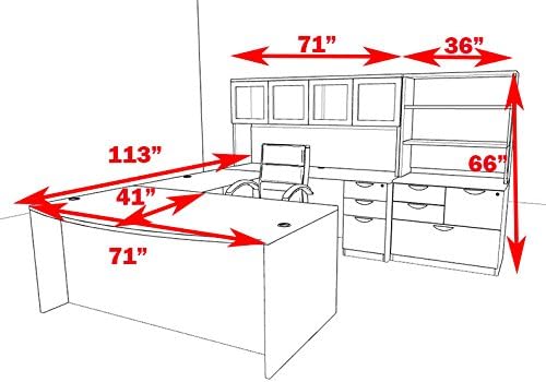 7pc U Shape Modern Executive Office Desk, OT-SUL-U47