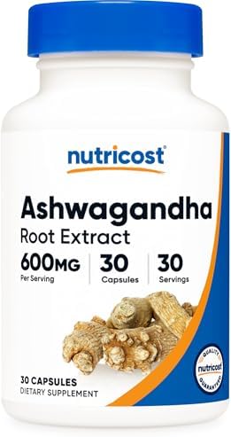 Nutricost Ashwagandha Herbal Supplement 600mg, 120 Capsules, Gluten-Free | Vegetarian, GMO-Free, Ashwagandha Root