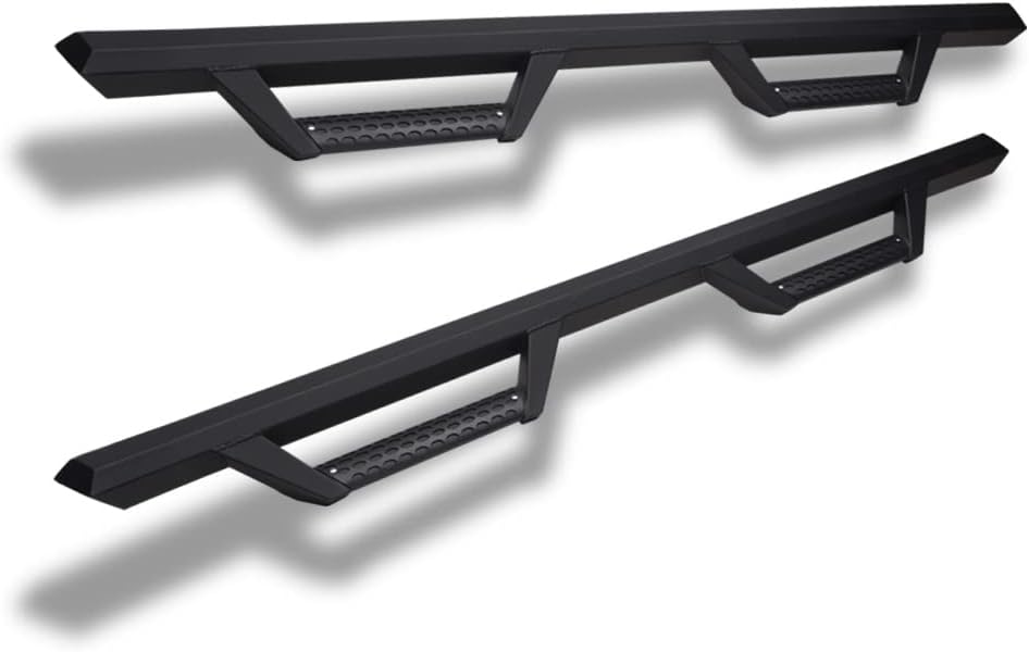 Matte Black Hoop Drop Step Side Nerf Bars Rail Running Boards v2 Compatible with 05-22 Toyota Tacoma Double (Crew) Cab