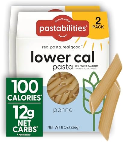 Pastabilities, Lower Calorie Pasta, Penne – 100 Calories per Serving, Low Net Carbs, Low Calorie, Non-GMO, High Fiber, Vegan, Plant-Based