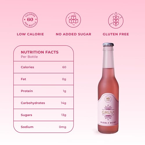 Gruvi Non-Alcoholic Dry Secco, 50 Calories, 8-Pack, 0% ABV, Non Alcoholic Sparkling Wine, Zero Alcohol Wine, NA Wine