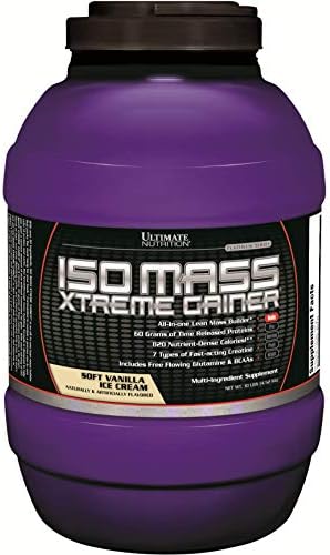 Ultimate Nutrition ISO Mass Xtreme Gainer, Chocolate Milk, 10 lb | 60g Whey Protein Blend, 60g Complex Carbs, 7 Types Of Creatine, 4 Types Glutamine, Lean Mass Gainer For Recovery