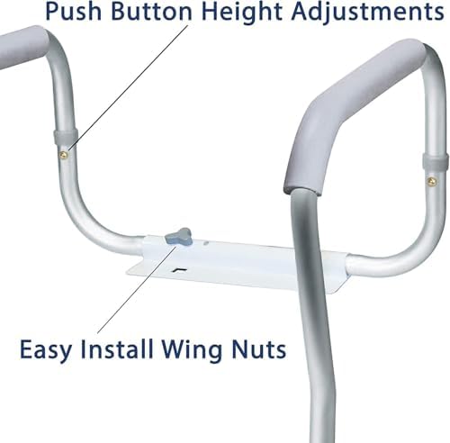 Carex Toilet Safety Rails, Adjustable and Detachable Toilet Safety Frame with Handles for Elderly, Handicap, or Disabled