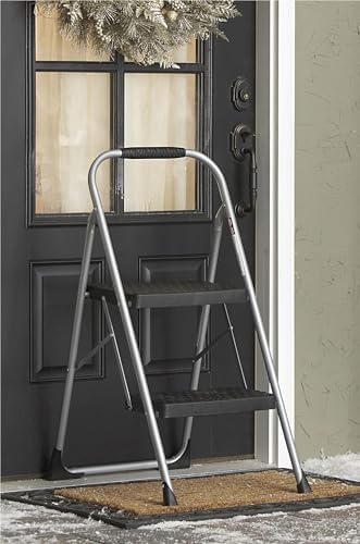 Cosco 11408PBL1E Three Step Big Step Folding Step Stool with Rubber Hand Grip, Grey