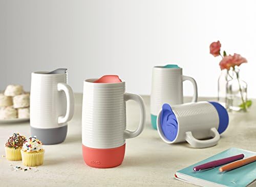 Ello Jane 18oz Ceramic Travel Mug with Handle, Splash-Resistant Slider Lid and Built-in Coaster, Perfect for Coffee and Tea, BPA Free, Dishwasher Safe